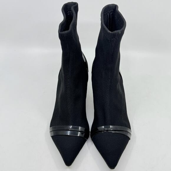 MARINA RINALDI Ribbed Black Sock Ankle Boot Kitten Heels - Picture 5 of 8